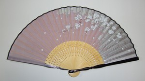 【和雑貨】【扇子】婦人用　綿扇子　銀桜　ピンク　151006