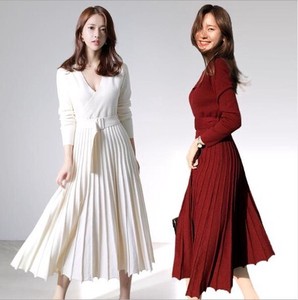 Casual Dress Knitted Long Sleeves One-piece Dress Ladies'