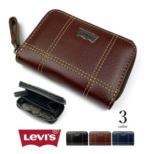 【全3色】Levis リーバイス ステッチデザインエコレザー ラウンドファスナーコインケース【22518310】