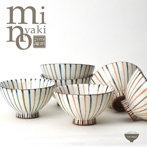 Mino Ware Rice Bowl Rice Bowl Rice Bicolor Tokusa Hand-Painted Plates Japanese Plates