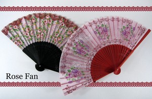 Silk Fabric Elegant rose Folding Fan