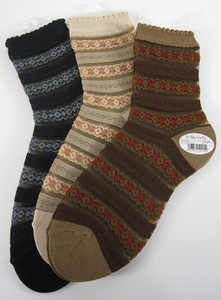 袜子 透视 横条纹 花卉图案 日本制造