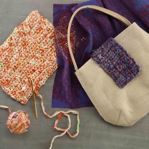古布裂き編みハンドバッグ【在庫限り】　/バッグ　軽量　リネン　麻　エコ　サスティナブル　SDGS　日本製