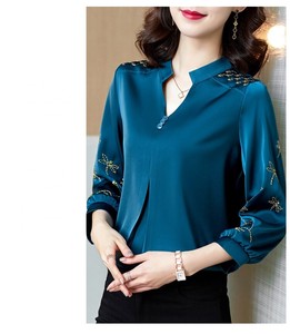 Button Shirt/Blouse Plain Color Long Sleeves Spring/Summer Tops NEW