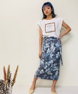 Skirt Flower Print Denim Tight Skirt