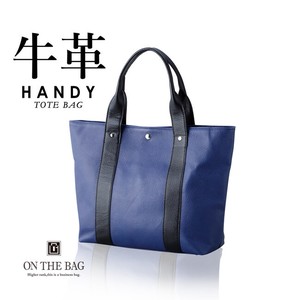 Tote Bag Cattle Leather Navy Men's Made in Japan