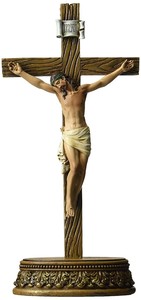 2ピースセット イエス・キリスト十字架 彫像 彫刻 置物/カトリック教会 祭壇 洗礼福音（輸入品）