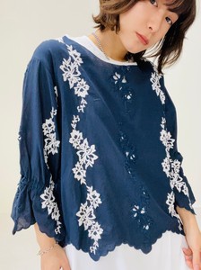 Cut Work Flower Embroidery Wrap Blouse Original Embroidery