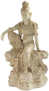 半跏思惟像の水月観音菩薩像、高さ約46cm 観音像彫刻 彫像 三十三観音（輸入品）