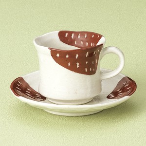 コーヒーカップ&ソーサー 赤カスリ 陶器 日本製 美濃焼