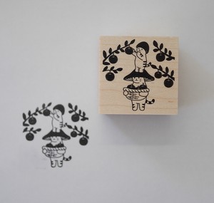 Stamp Mushrooms Cat Apple Hunting