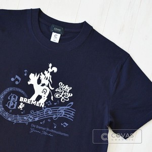 T-shirt Navy T-Shirt Music Printed Unisex Short-Sleeve