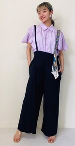 Scarf Point Suspender wide pants