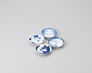 4 Mini Dish Made in Japan Mino Ware Porcelain