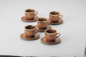 美濃路　コーヒー碗皿5客揃  【日本製  美濃焼  陶磁器  お値打ち】