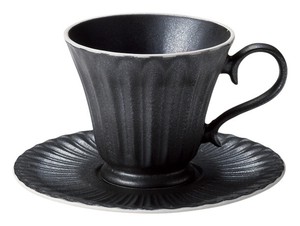 Mino ware Cup & Saucer Set black Crystal Made in Japan
