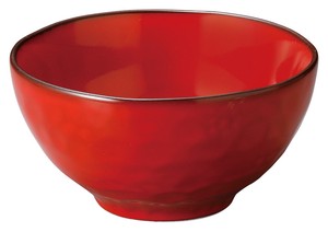 Mino ware Donburi Bowl Red Vintage 15cm Made in Japan