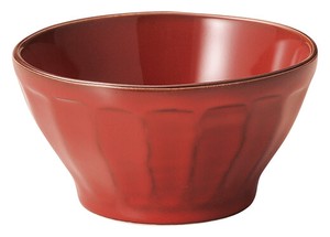 Mino ware Donburi Bowl Red Vintage 13cm Made in Japan