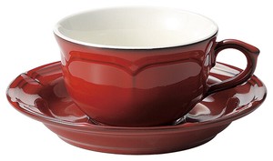 美浓烧 茶杯盘组/杯碟套装 餐具 经典 红色 日本制造