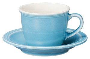 Mino Ware Line Aqua Blue Coffee Cup Saucer Plates Made in Japan