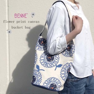 Floral Pattern Canvas Bucket type Tote Bag Canvas Tote Natural Bucket type Floral Pattern