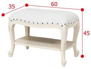 Antique With Shelf Bench Stool White