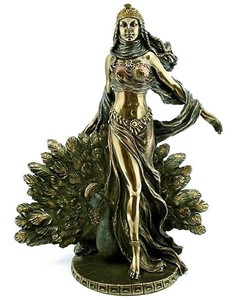 ピーコック（孔雀）と女神、ヘラ（ヘーラー）ギリシャ神話 彫像/ 最高位の女神（輸入品