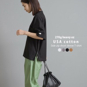 USAコットン サイドジップ半袖Tシャツ　2021新作
