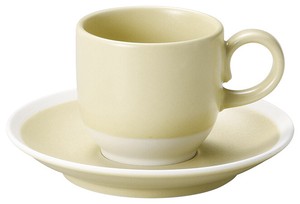 Mino Ware Solid Vanilla Demitas Cups & Saucer Plates Made in Japan