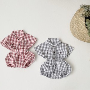 婴儿连身衣/连衣裙 套组/套装 可爱 新生儿 格子图案
