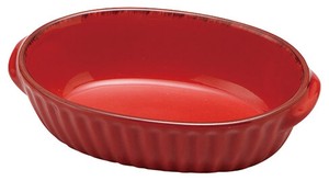 焗烤盘/烤盘 陶器 褶边/木耳边 红色