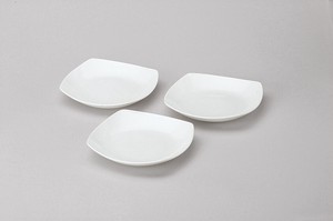 シルキーホワイト　角皿Lセット3P  【中国製  陶磁器  お値打ち】