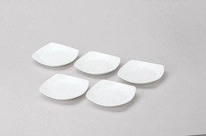 シルキーホワイト　角皿Sセット5P  【中国製  陶磁器  お値打ち】