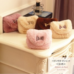 Ribbon Attached Pouch 4 Colors Girls Girl Fake Fur