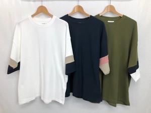 T-shirt Crew Neck Spring/Summer Switching 5/10 length