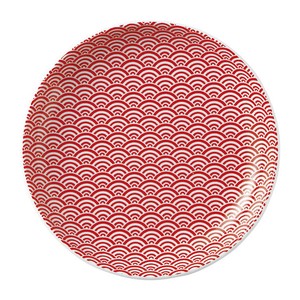 Mino ware Small Plate Red Seigaiha M Made in Japan