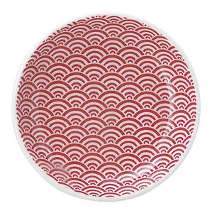 Mino ware Small Plate Red Seigaiha 13cm Made in Japan