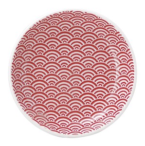 Mino ware Small Plate Red Seigaiha 10cm Made in Japan