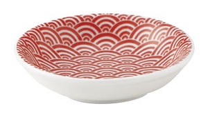 Mino ware Side Dish Bowl Red Seigaiha 8cm Made in Japan
