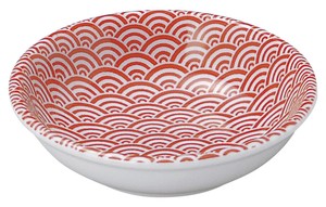 Mino ware Small Plate Red Seigaiha M Made in Japan