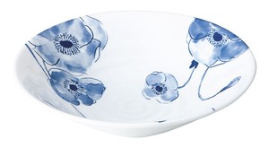 Mino ware Main Dish Bowl Poppy Blue Ripple Made in Japan