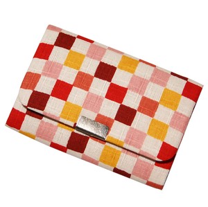 Business Card Card Case With gusset Checkered Red Series
