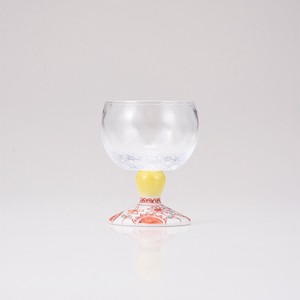 【日本製】九谷和グラス　馬上グラス（格子）フラワー