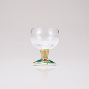 【日本製】九谷和グラス　馬上グラス（格子）つぼみアメ釉