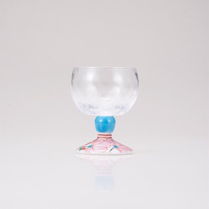 【日本製】九谷和グラス　馬上グラス（格子）花のタペストリー