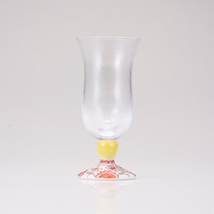 【日本製】九谷和グラス　冷酒グラス（斜）フラワー
