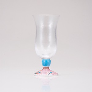 【日本製】九谷和グラス　冷酒グラス（斜）花のタペストリー