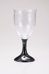 Glass Wine Glass Checkered Pattern Rabbit Black