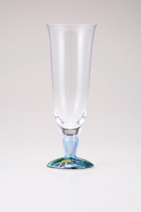 【日本製】九谷和グラス　麦酒グラス（無地）鉄仙ブルー