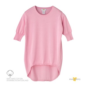 Sweater/Knitwear Half Sleeve Crew Neck Pink